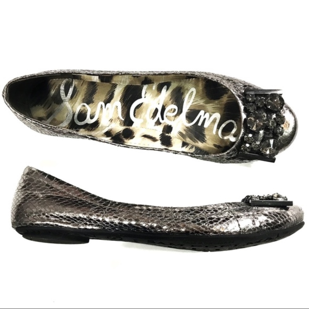 Sam Edelman Caper Metallic Bejeweled Flats Sz 6.5M